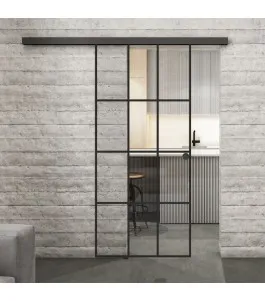 Glasschiebetür BLACK-LINE Loft Schwarzlack 10 Auf Klarglas