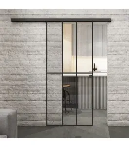Glasschiebetür BLACK-LINE Loft Schwarzlack 12 Auf Klarglas
