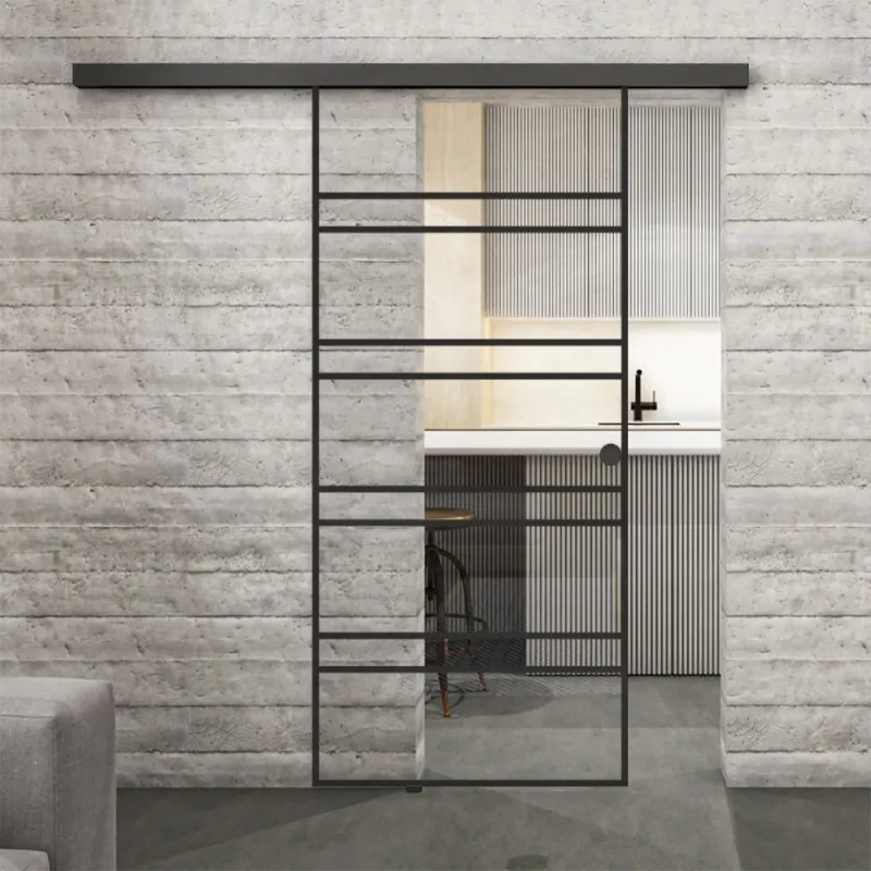 Glasschiebetür BLACK-LINE Loft Schwarzlack 16 Auf Klarglas
