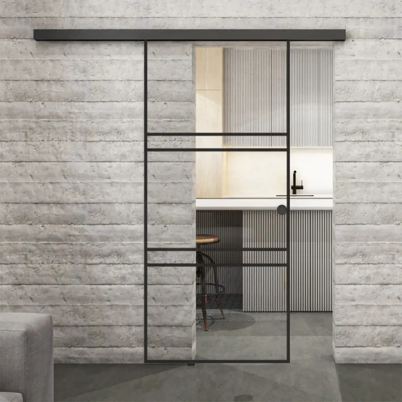 Glasschiebetür BLACK-LINE Loft Schwarzlack 17 Auf Klarglas