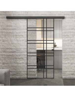 Glasschiebetür BLACK-LINE Loft Schwarzlack 19 Auf Klarglas