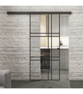 Glasschiebetür BLACK-LINE Loft Schwarzlack 20 Auf Klarglas