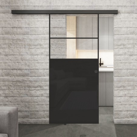 Glasschiebetür BLACK-LINE Loft Schwarzlack 22 Auf Klarglas
