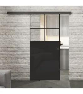 Glasschiebetür BLACK-LINE Loft Schwarzlack 23 Auf Klarglas