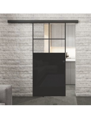 Glasschiebetür BLACK-LINE Loft Schwarzlack 23 Auf Klarglas