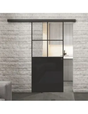 Glasschiebetür BLACK-LINE Loft Schwarzlack 24 Auf Klarglas