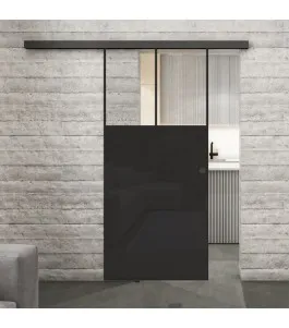 Glasschiebetür BLACK-LINE Loft Schwarzlack 25 Auf Klarglas