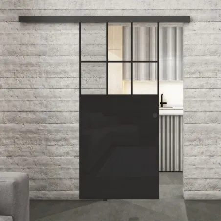 Glasschiebetür BLACK-LINE Loft Schwarzlack 27 Auf Klarglas