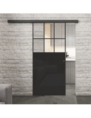 Glasschiebetür BLACK-LINE Loft Schwarzlack 27 Auf Klarglas