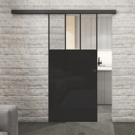 Glasschiebetür BLACK-LINE Loft Schwarzlack 29 Auf Klarglas