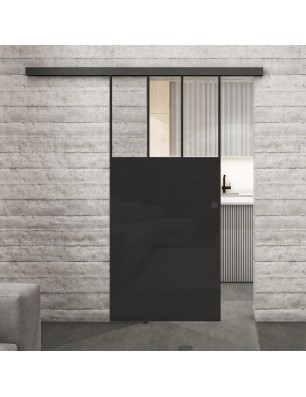 Glasschiebetür BLACK-LINE Loft Schwarzlack 29 Auf Klarglas
