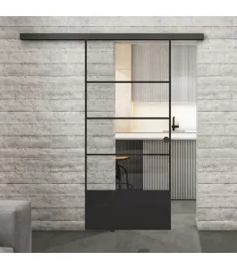 Glasschiebetür BLACK-LINE Loft Schwarzlack 31 Auf Klarglas