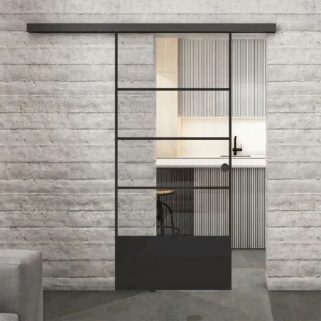 Glasschiebetür BLACK-LINE Loft Schwarzlack 31 Auf Klarglas