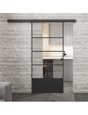 Glasschiebetür BLACK-LINE Loft Schwarzlack 31 Auf Klarglas