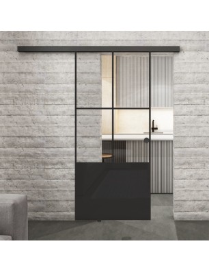 Glasschiebetür BLACK-LINE Loft Schwarzlack 36 Auf Klarglas