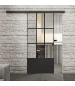 Glasschiebetür BLACK-LINE Loft Schwarzlack 38 Auf Klarglas