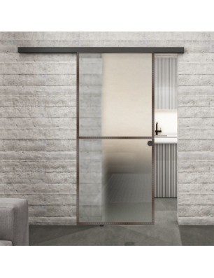 Glasschiebetür BLACK-LINE Loft Rosteisen Genietet 04 Blickdicht