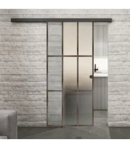 Glasschiebetür BLACK-LINE Loft Rosteisen Genietet 11 Blickdicht