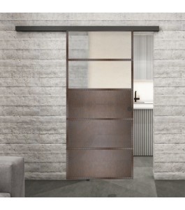 Glasschiebetür BLACK-LINE Loft Rosteisen Genietet 13 Blickdicht