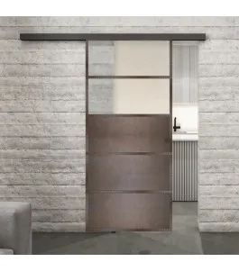 Glasschiebetür BLACK-LINE Loft Rosteisen Genietet 13 Blickdicht