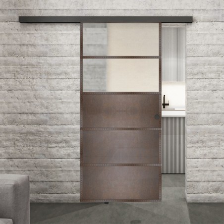 Glasschiebetür BLACK-LINE Loft Rosteisen Genietet 13 Blickdicht
