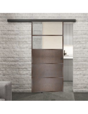 Glasschiebetür BLACK-LINE Loft Rosteisen Genietet 13 Blickdicht