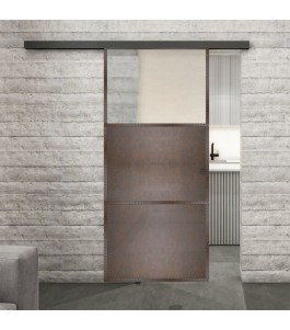 Glasschiebetür BLACK-LINE Loft Rosteisen Genietet 15 Blickdicht