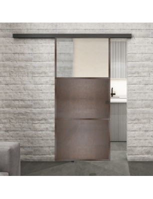 Glasschiebetür BLACK-LINE Loft Rosteisen Genietet 15 Blickdicht