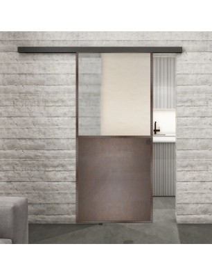Glasschiebetür BLACK-LINE Loft Rosteisen Genietet 16 Blickdicht