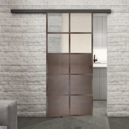 Glasschiebetür BLACK-LINE Loft Rosteisen Genietet 17 Blickdicht
