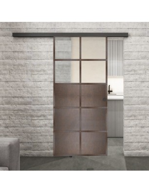 Glasschiebetür BLACK-LINE Loft Rosteisen Genietet 17 Blickdicht