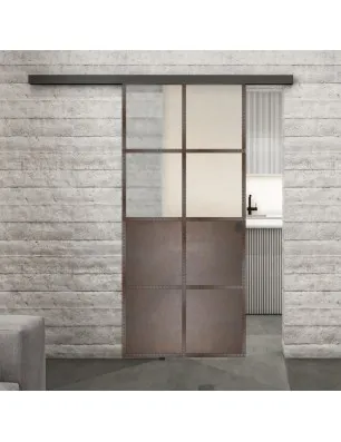 Glasschiebetür BLACK-LINE Loft Rosteisen Genietet 18 Blickdicht