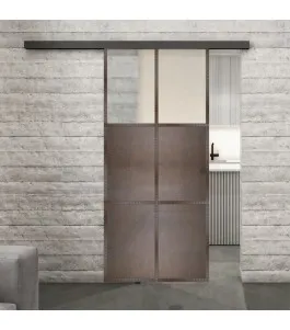 Glasschiebetür BLACK-LINE Loft Rosteisen Genietet 19 Blickdicht