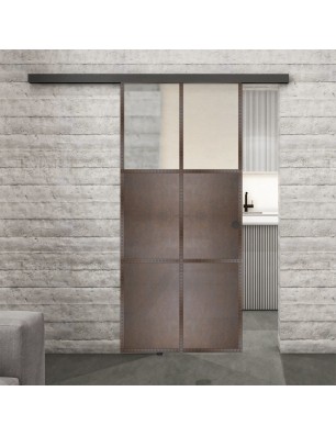 Glasschiebetür BLACK-LINE Loft Rosteisen Genietet 19 Blickdicht