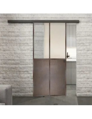 Glasschiebetür BLACK-LINE Loft Rosteisen Genietet 20 Blickdicht