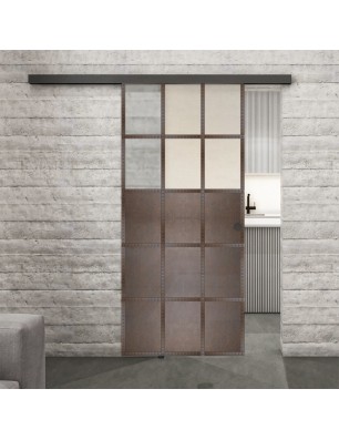 Glasschiebetür BLACK-LINE Loft Rosteisen Genietet 21 Blickdicht