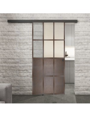 Glasschiebetür BLACK-LINE Loft Rosteisen Genietet 22 Blickdicht