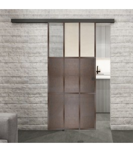 Glasschiebetür BLACK-LINE Loft Rosteisen Genietet 23 Blickdicht
