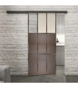 Glasschiebetür BLACK-LINE Loft Rosteisen Genietet 23 Blickdicht