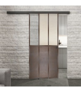 Glasschiebetür BLACK-LINE Loft Rosteisen Genietet 24 Blickdicht