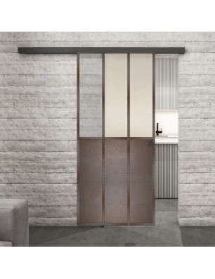 Glasschiebetür BLACK-LINE Loft Rosteisen Genietet 24 Blickdicht