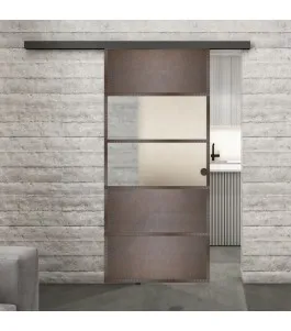 Glasschiebetür BLACK-LINE Loft Rosteisen Genietet 25 Blickdicht