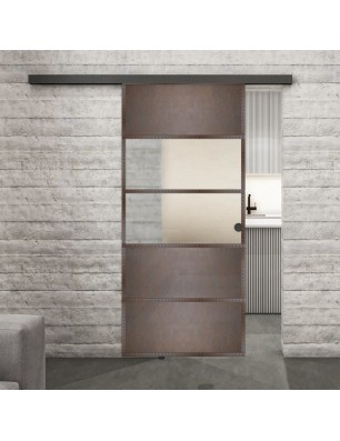 Glasschiebetür BLACK-LINE Loft Rosteisen Genietet 25 Blickdicht