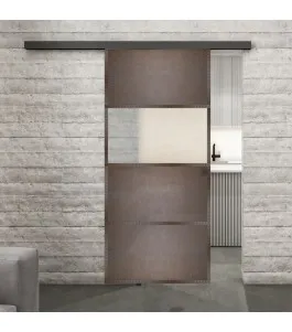 Glasschiebetür BLACK-LINE Loft Rosteisen Genietet 26 Blickdicht