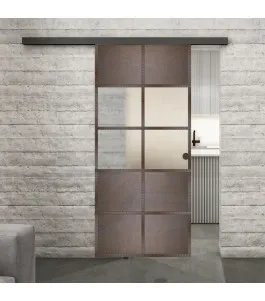 Glasschiebetür BLACK-LINE Loft Rosteisen Genietet 28 Blickdicht