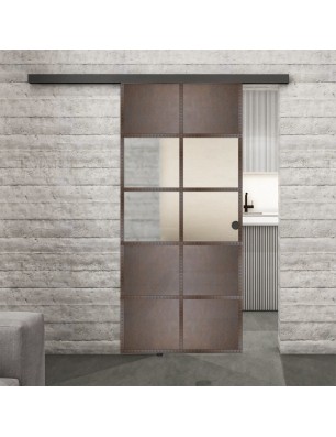 Glasschiebetür BLACK-LINE Loft Rosteisen Genietet 28 Blickdicht