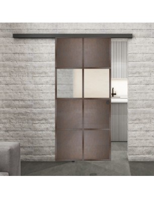 Glasschiebetür BLACK-LINE Loft Rosteisen Genietet 29 Blickdicht