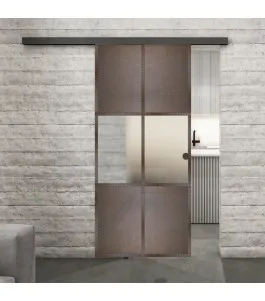 Glasschiebetür BLACK-LINE Loft Rosteisen Genietet 30 Blickdicht