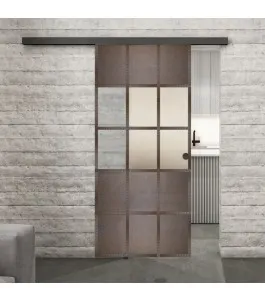 Glasschiebetür BLACK-LINE Loft Rosteisen Genietet 31 Blickdicht