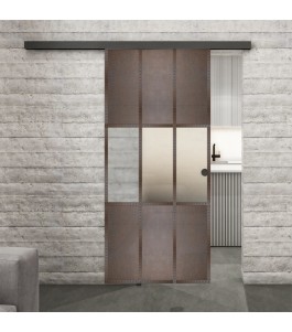 Glasschiebetür BLACK-LINE Loft Rosteisen Genietet 33 Blickdicht